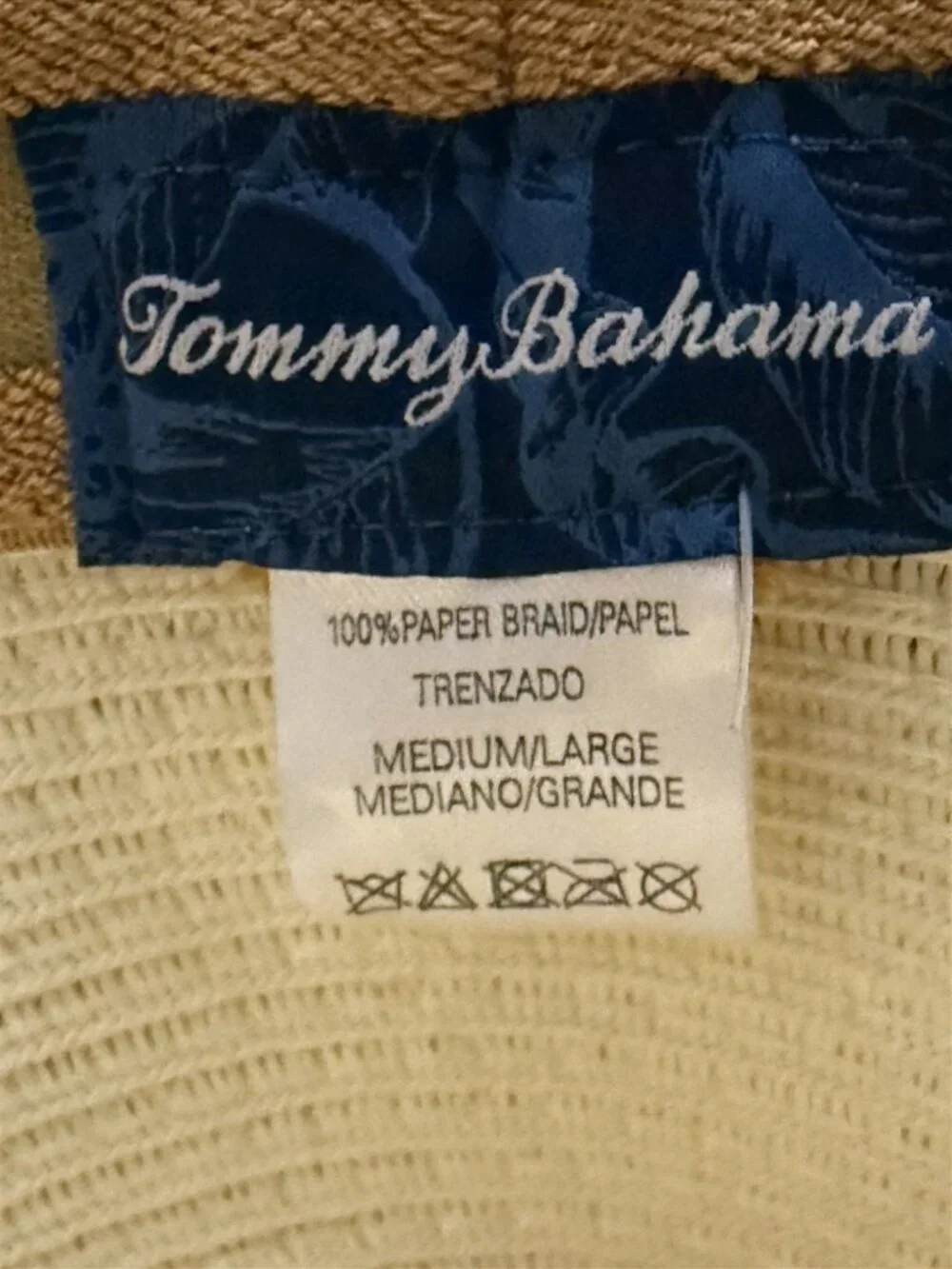 Tommy Bahama Men's Hat Natural Paper Fedora Straw Marlin Logo Summer Beach